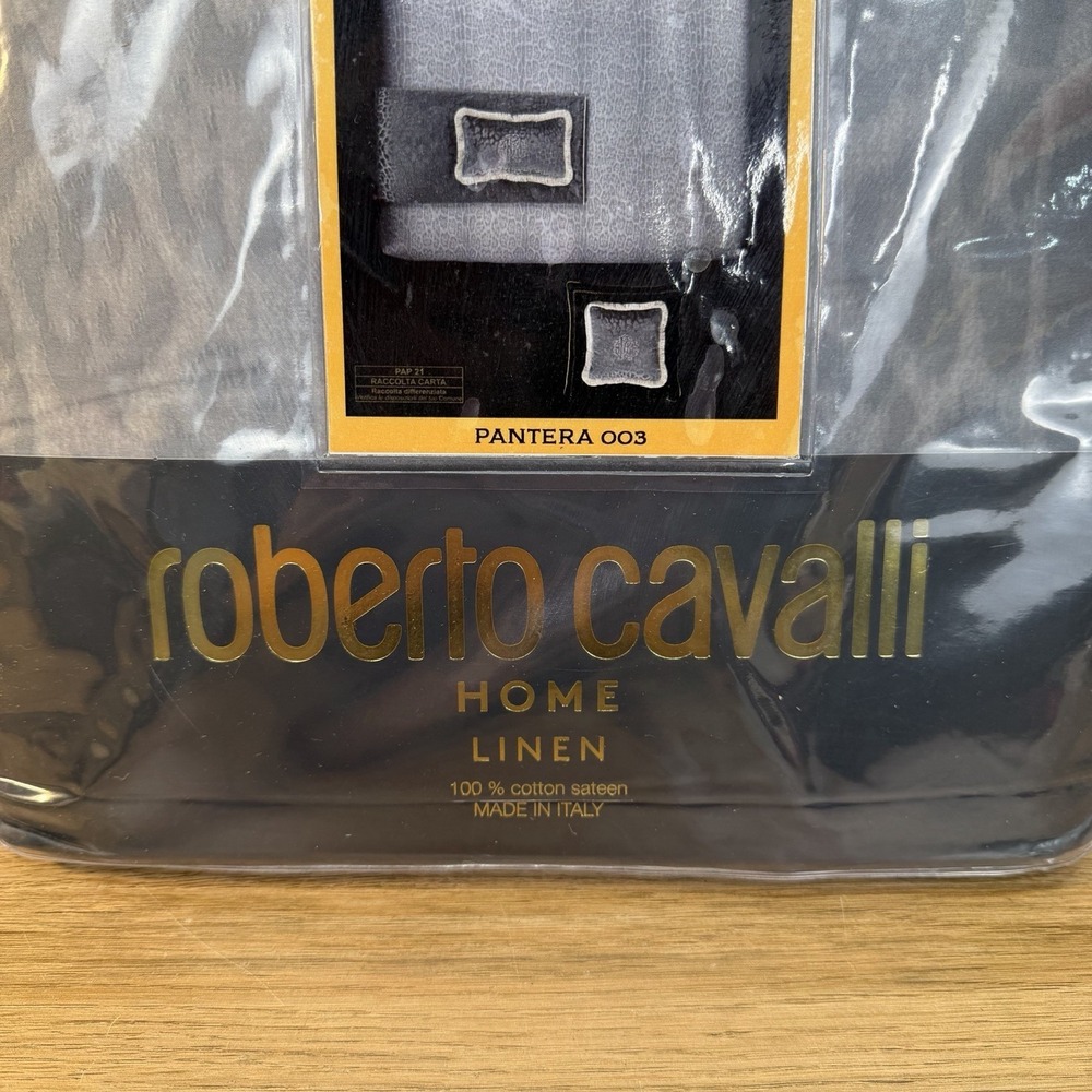 Roberto Cavalli QUEEN Duvet Cover Set 3pc Grey Gray Leopard Print Luxury Bedding - Picture 2 of 6